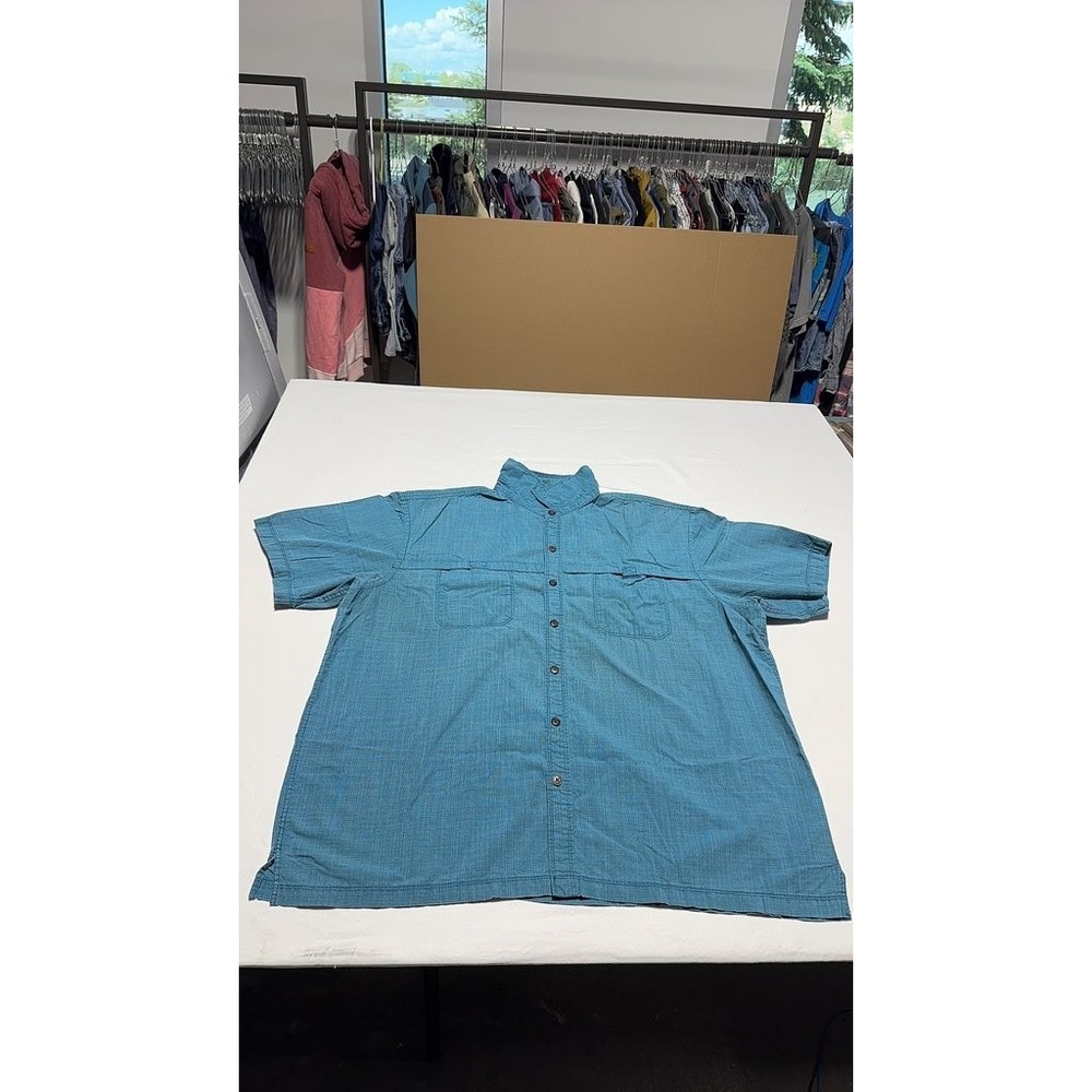 Arrow Mens Short Sleeve Button Up Shirt XXL Blue Check Casual Utility Pocket